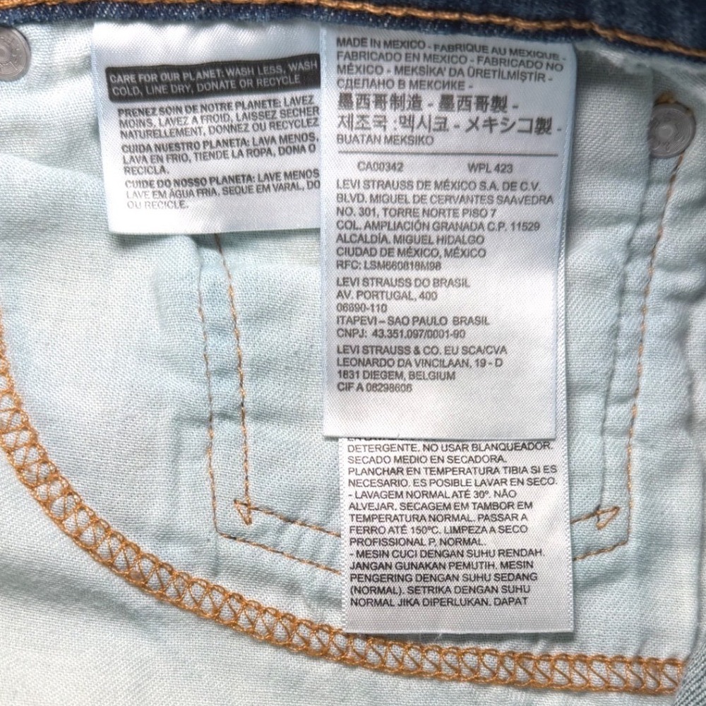 Levi's 513 Slim Straight‎ Jeans Mens 38x30 Dark Wash Blue Denim Pants - Picture 3 of 8